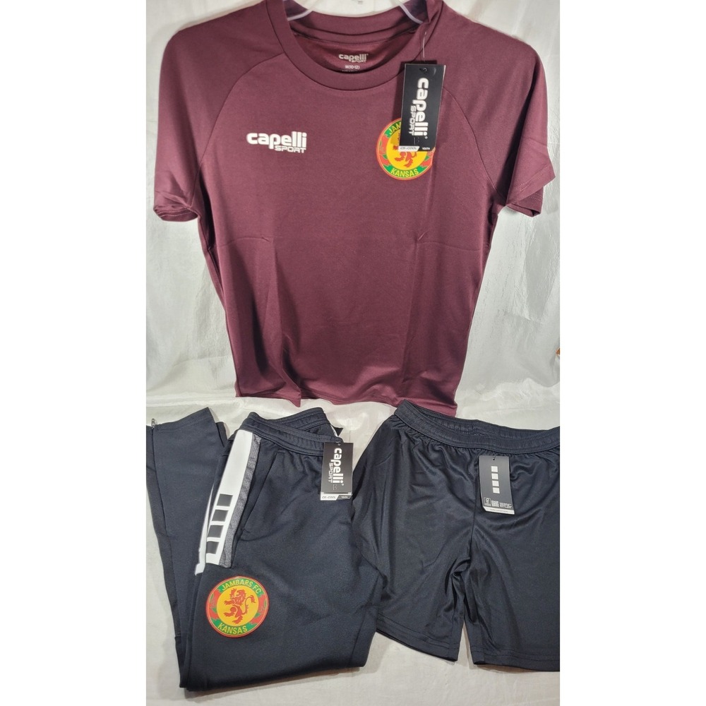 LOT: Capelli Sport Youth Jambars FC Kansas Jersey, Joggers, & Shorts - M (10/12)